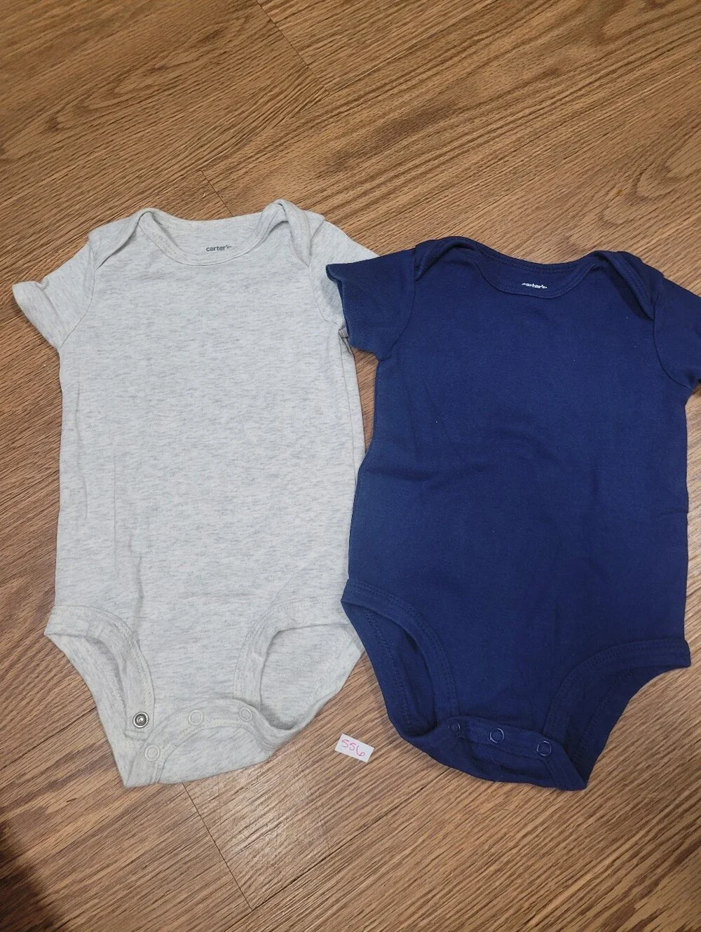 Carters Set Of 2 Onesies 9 Months Navy Blue Light Gray